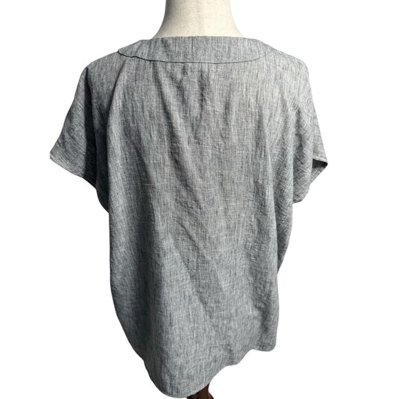 Joie Gray Linen Top S Oversized Minimalist Lagenlook Drapey V Neck Boho - Picture 3 of 4